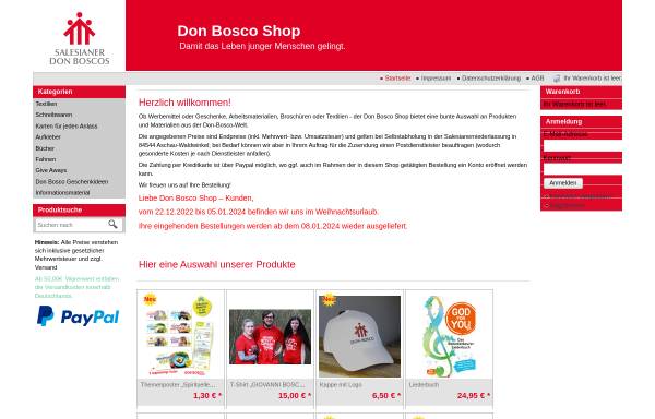 Vorschau von shop.strato.de, Don Bosco Shop, Inh. Provinzialat der Salesianer Don Boscos