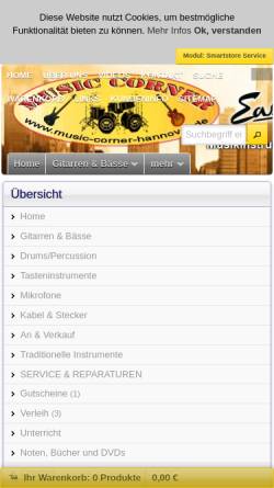 Vorschau der mobilen Webseite music-corner-hannover.de, Music Corner - Stampe & Schendzielorz