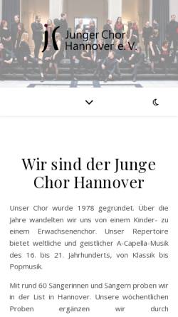 Vorschau der mobilen Webseite www.junger-chor-hannover.de, Junger Chor Hannover