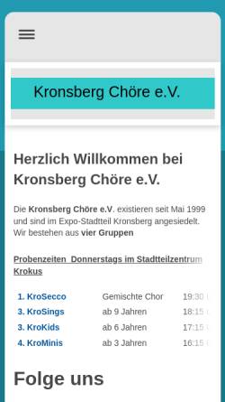 Vorschau der mobilen Webseite www.kronsberg-chor.de, KronsbergChöre Hannover e.V.