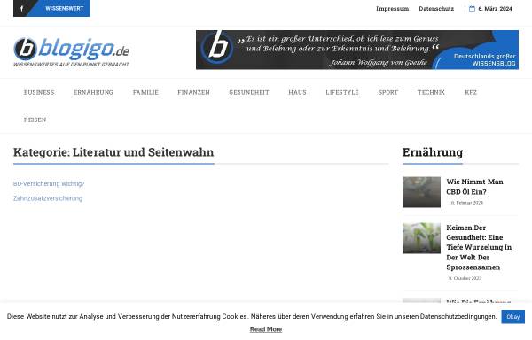 Vorschau von www.blogigo.de, Literatur und Seitenwahn