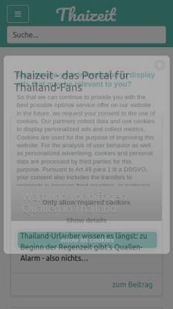 Vorschau der mobilen Webseite www.thaizeit.de, Thaizeit