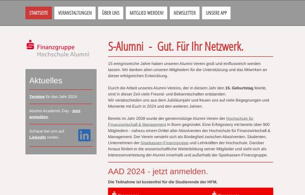 Vorschau von www.s-alumni.de, Alumni-Verein der Hochschule der Sparkassen-Finanzgruppe e.V.
