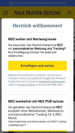Vorschau der mobilen Webseite www.ndz.de, Neue Deister-Zeitung - J.C. Erhardt GmbH