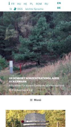 Vorschau der mobilen Webseite gedenkort-kz-uckermark.de, Gedenkort Jugendkonzentrationslager und späteres Vernichtungslager Uckermark