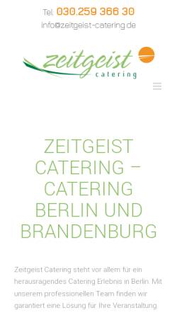 Vorschau der mobilen Webseite www.zeitgeist-catering.de, Zeitgeist Catering