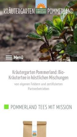 Vorschau der mobilen Webseite kraeutergarten-pommerland.de, Kräutergarten Pommerland eG
