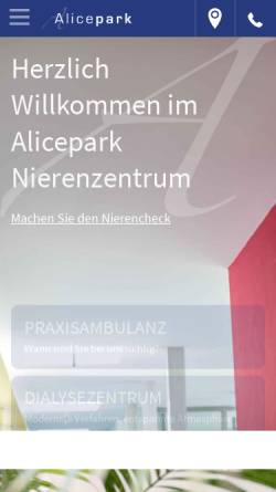 Vorschau der mobilen Webseite www.alicepark.de, Alicepark, Dr. med. Michael Zieschang