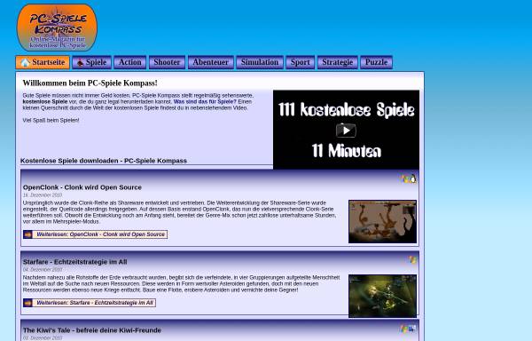 Vorschau von www.pcspielekompass.de, PC-Spiele Kompass - kostenlose PC-Spiele
