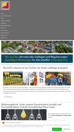 Vorschau der mobilen Webseite www.wbg-koenigsbrunn.de, Wohnungsbaugesellschaft der Stadt Königsbrunn mbH