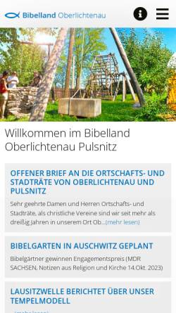 Vorschau der mobilen Webseite www.bibelgarten.de, Bibelgarten Oberlichtenau