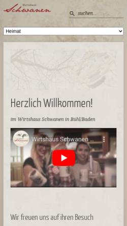 Vorschau der mobilen Webseite www.schwanen-buehl.de, Wirtshaus Schwanen