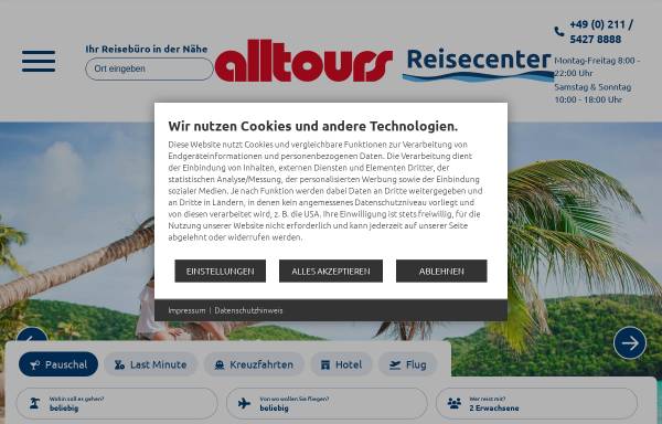 Vorschau von www.alltours-reisecenter.de, Reisecenter alltours GmbH