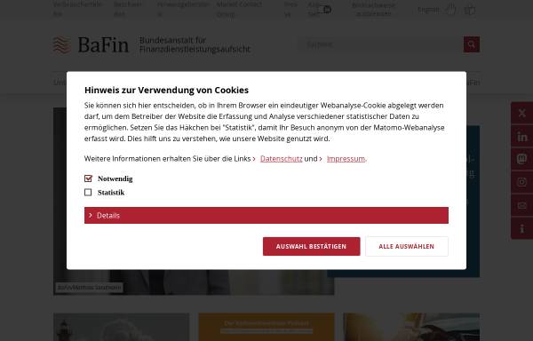 Vorschau von www.bafin.de, Bundesanstalt für Finanzdienstleistungsaufsicht (BaFin)