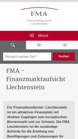 Vorschau der mobilen Webseite www.fma-li.li, Finanzmarktaufsicht Liechtenstein FMA