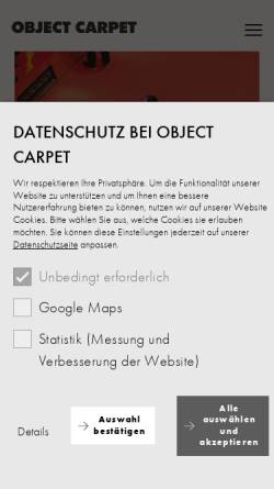 Vorschau der mobilen Webseite www.object-carpet.com, Toucan - T Carpet Manufacture GmbH