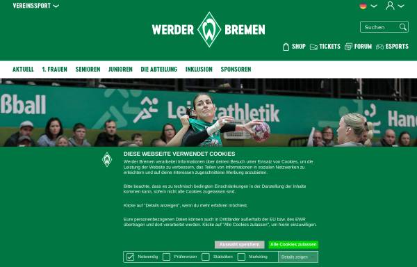 Vorschau von www.werder.de, SV Werder Bremen