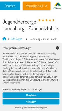 Vorschau der mobilen Webseite lauenburg-zuendholzfabrik.jugendherberge.de, Jugendherberge Lauenburg