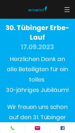 Vorschau der mobilen Webseite www.tuebinger-erbe-lauf.de, Tübinger ERBE-Lauf