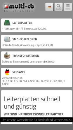 Vorschau der mobilen Webseite www.multipcb.de, Multi PCB Leiterplatten