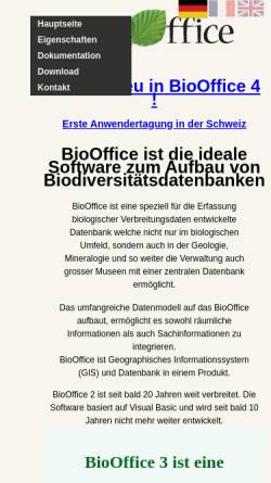 Vorschau der mobilen Webseite www.biooffice.at, Professionelles Biodiversitätsdaten-Management mit BioOffice