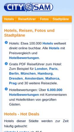 Vorschau der mobilen Webseite www.citysam.de, CITYSAM Hotels