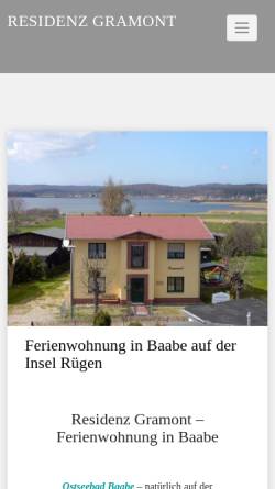 Vorschau der mobilen Webseite www.fewo-baabe-ruegen.de, Baabe Ferienwohnung Residenz Gramont