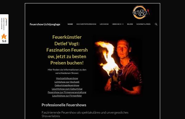 Vorschau von www.derflammenwerfer.de, Detlef Vogt: Jonglage – Artistik – Feuershow
