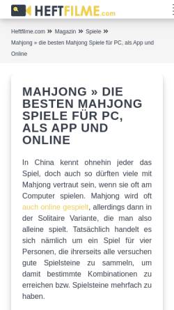 Vorschau der mobilen Webseite www.mahjongg-spielen.de, Mahjongg spielen