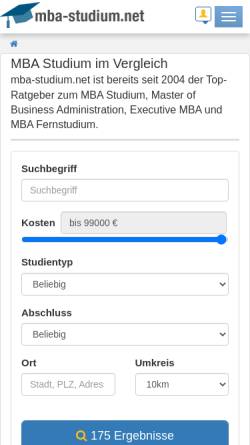 Vorschau der mobilen Webseite www.mba-studium.net, MBA Studium