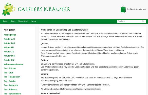 Galsters Kräuter Online-Shop