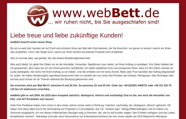Vorschau von www.webbett.de, webbett.de - wir ruhen nicht bis SIE ausgeschlafen sind!