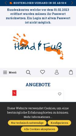 Vorschau der mobilen Webseite www.hautpflege-laden.de, Hand & Fuß - Der Hautpflege Laden