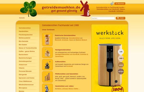 Vorschau von www.getreidemuehlen.de, Ihre Getreidemühle vom Mühlen-Fachhandel