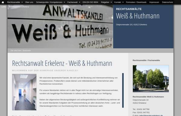 Vorschau von www.kanzlei-erkelenz.de, Anwaltskanzlei Weiß & Huthmann