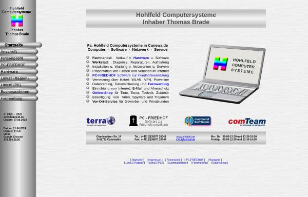 Vorschau von www.hohlfeld.de, Hohlfeld Computersysteme Inh. Thomas Brade