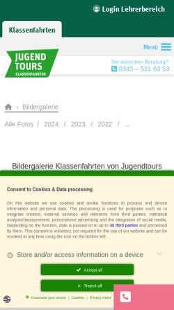 Vorschau der mobilen Webseite www.juniorexpress.de, juniorexpress - Klassenfahrten, Ferienlager, Jugendreisen, Tagesfahrten