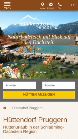 Vorschau der mobilen Webseite www.huettendorf-pruggern.com, Exklusiver Hüttenurlaub in Österreich