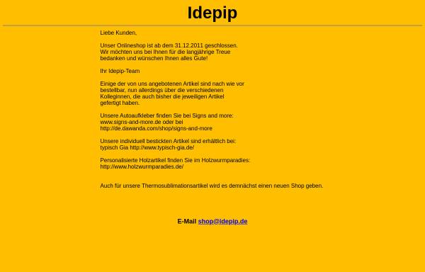 Vorschau von www.idepip.de, Personalisierte Drucksachen & Fotogeschenke