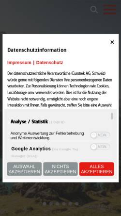 Vorschau der mobilen Webseite www.eurotrek.ch, Eurotrek