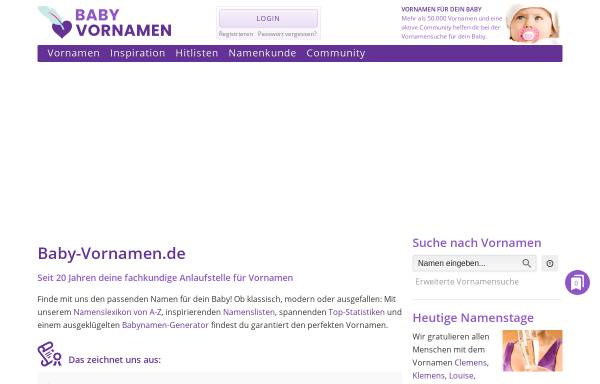 Vorschau von www.baby-vornamen.de, Baby-Vornamen.de - Beliebte Vornamen aus aller Welt