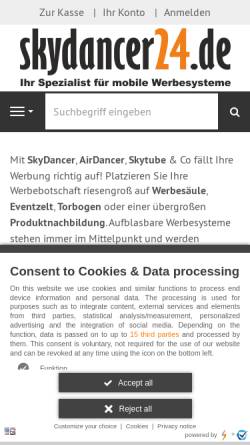 Vorschau der mobilen Webseite www.skydancer24.de, Phonetic Gmbh | Skydancer24.de
