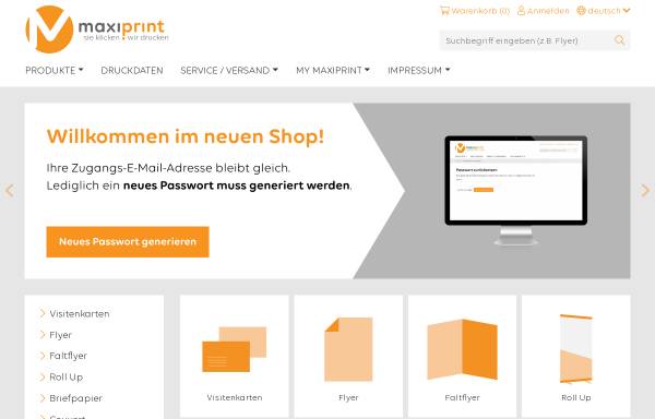 Vorschau von www.maxiprint.ch, Maxiprint: Flyer, Drucksachen & Visitenkarten