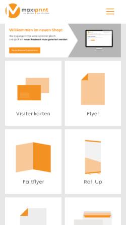 Vorschau der mobilen Webseite www.maxiprint.ch, Maxiprint: Flyer, Drucksachen & Visitenkarten
