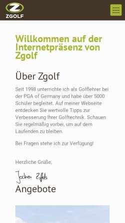 Vorschau der mobilen Webseite www.zgolf.de, Zgolf - Anspruch wird Wirklichkeit