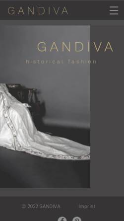 Vorschau der mobilen Webseite www.gandiva.de, Gandiva - Historische Kostüme & Historische Brautkleider