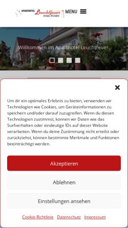 Vorschau der mobilen Webseite www.ruegen-hotel-appartements.de, Aparthotel Leuchtfeuer auf der schönen Insel Rügen
