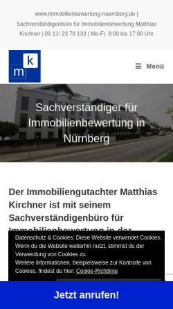 Vorschau der mobilen Webseite www.immobilienbewertung-nuernberg.de, Immobilienbewertung in Nürnberg, Erlangen, Fürth und Mittelfranken