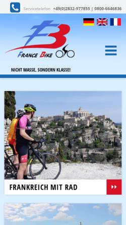 Vorschau der mobilen Webseite www.france-bike.com, France Bike - Deutschland