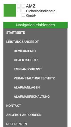 Vorschau der mobilen Webseite www.amz-sicherheit.de, AMZ Wach- und Veranstaltungsservice GmbH